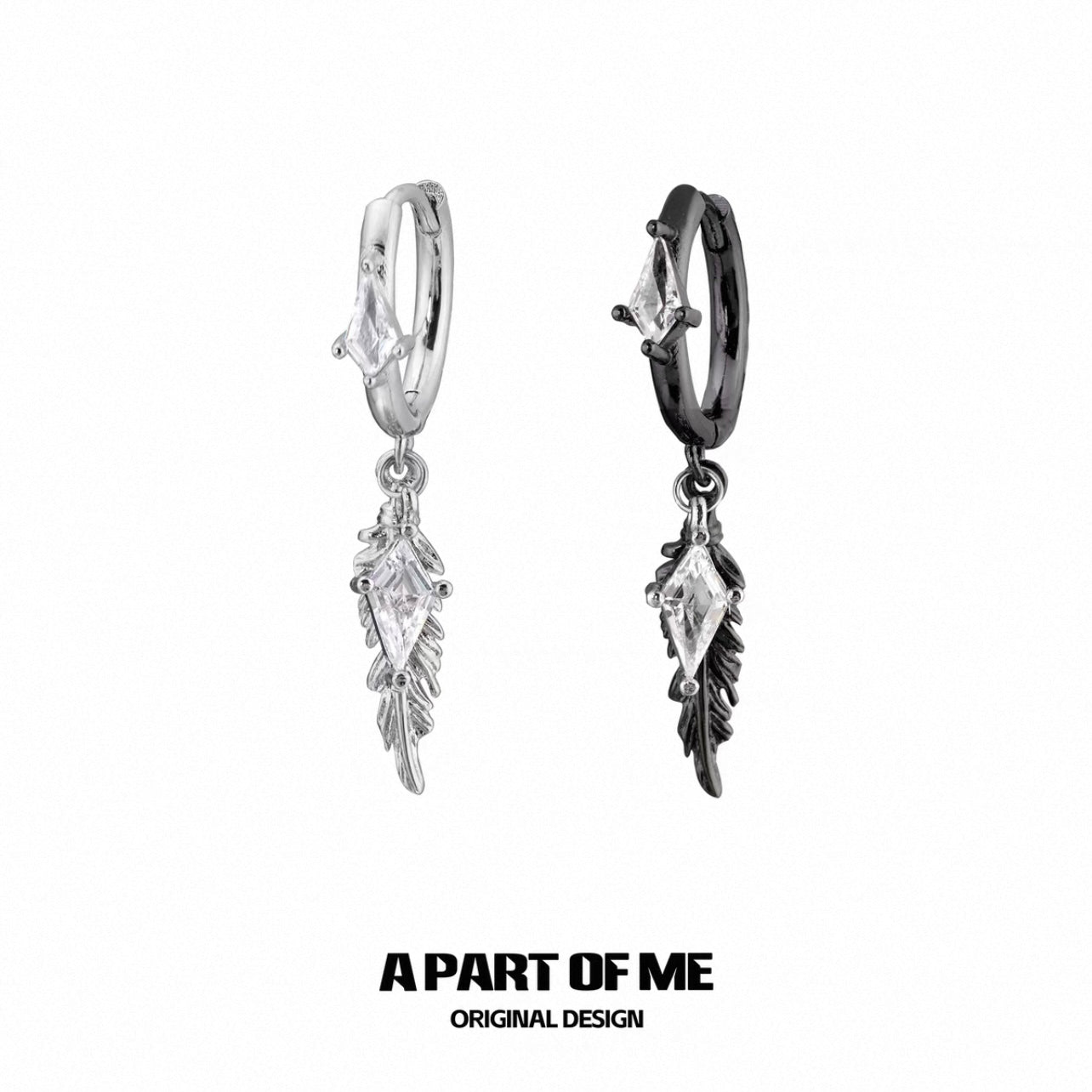 Dove & Crow 18K Platinum Plated Feather Huggies Earrings & Ear Clips