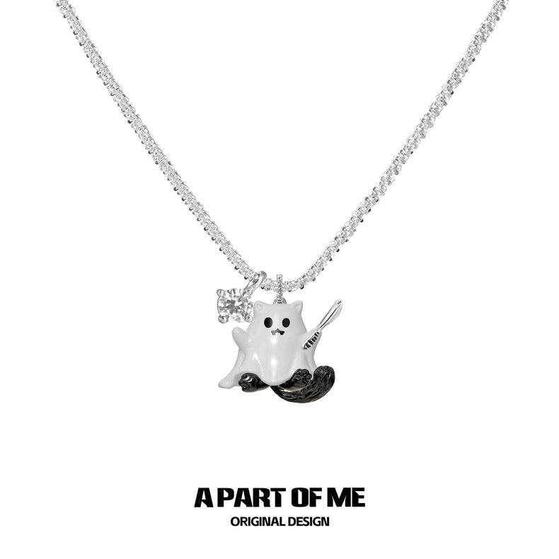 Ghost Kitten 18K Platinum Plating Pendant Necklace
