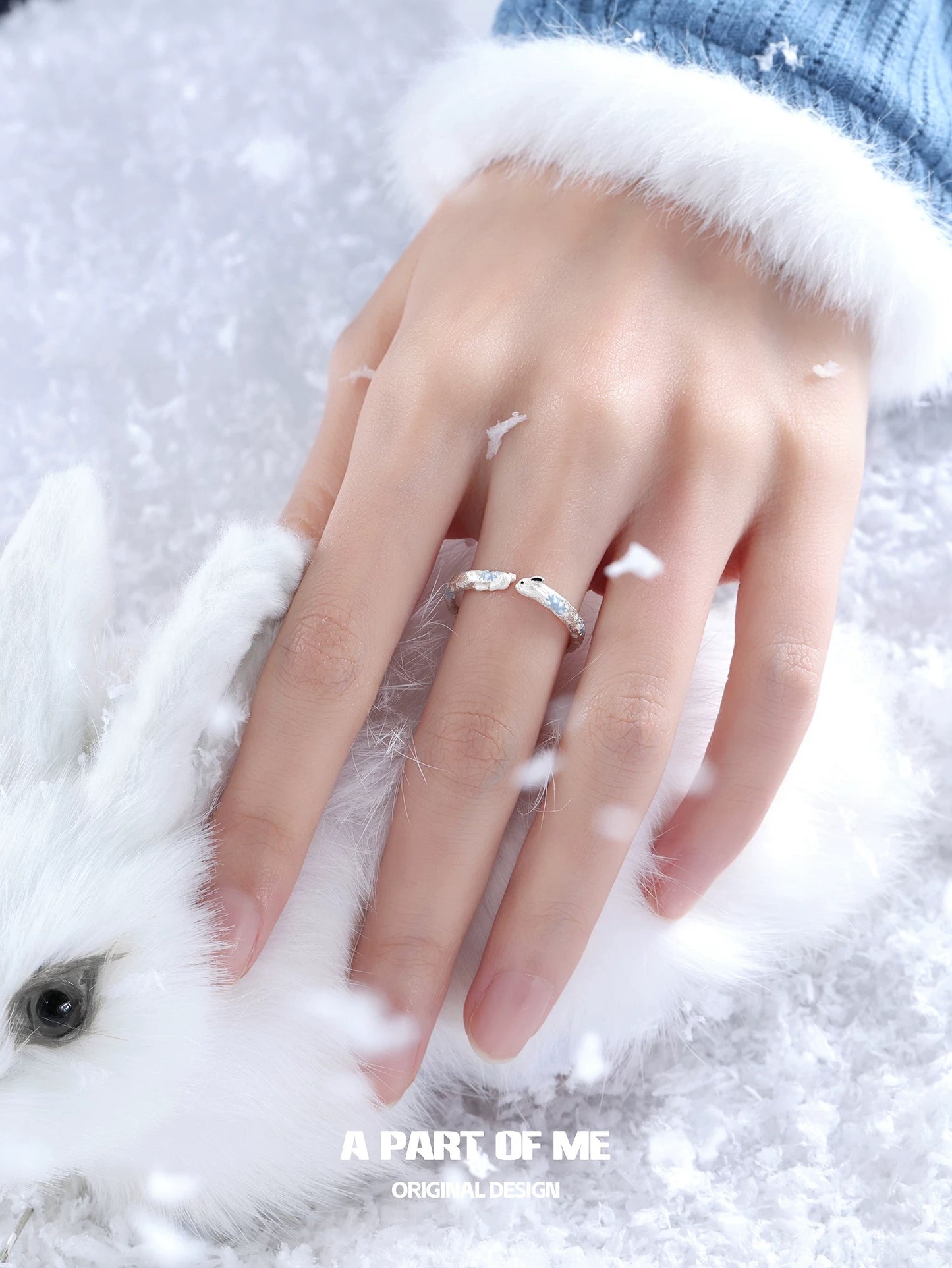Snow Bunny S925 Sterling Silver Adjustable Ring