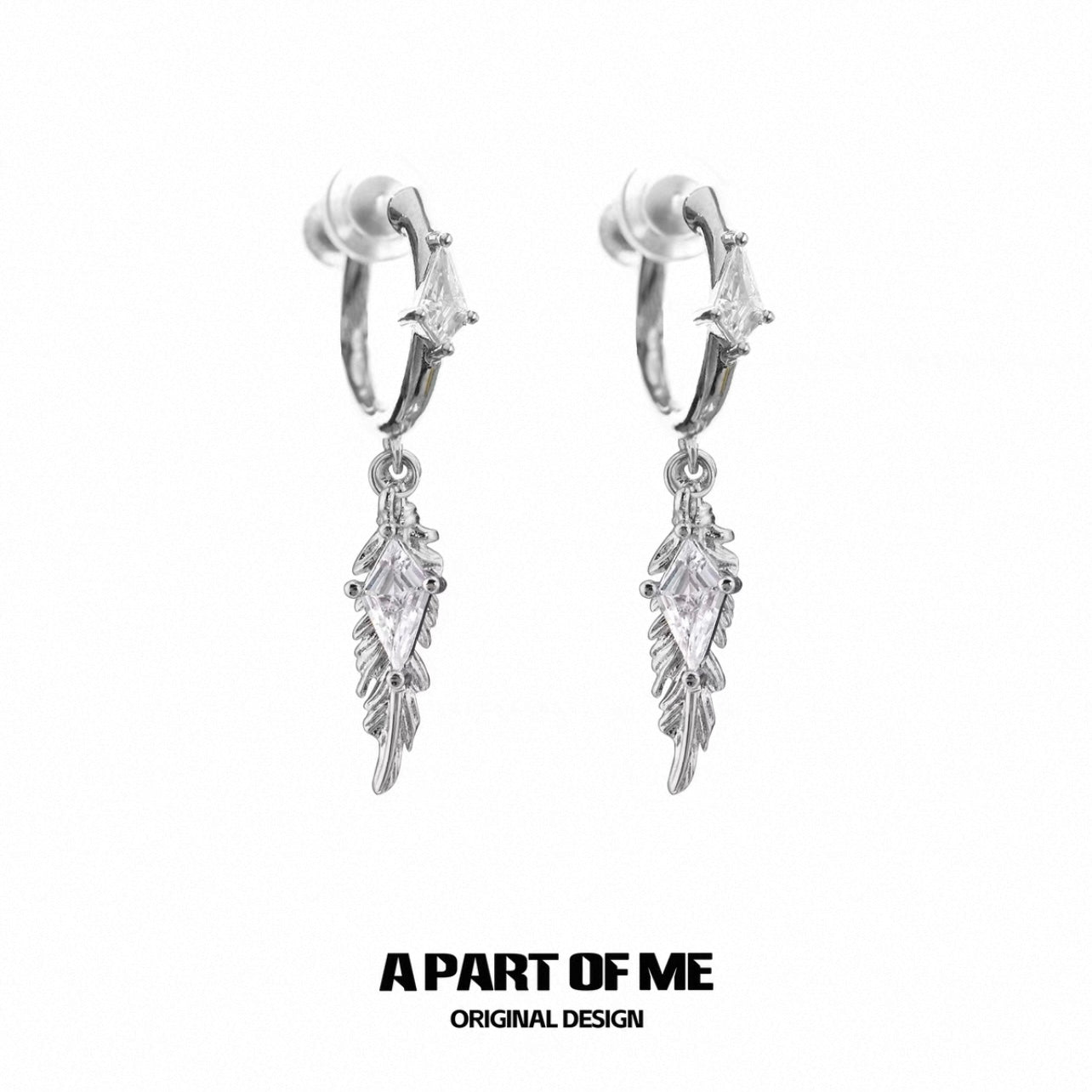 Dove & Crow 18K Platinum Plated Feather Huggies Earrings & Ear Clips