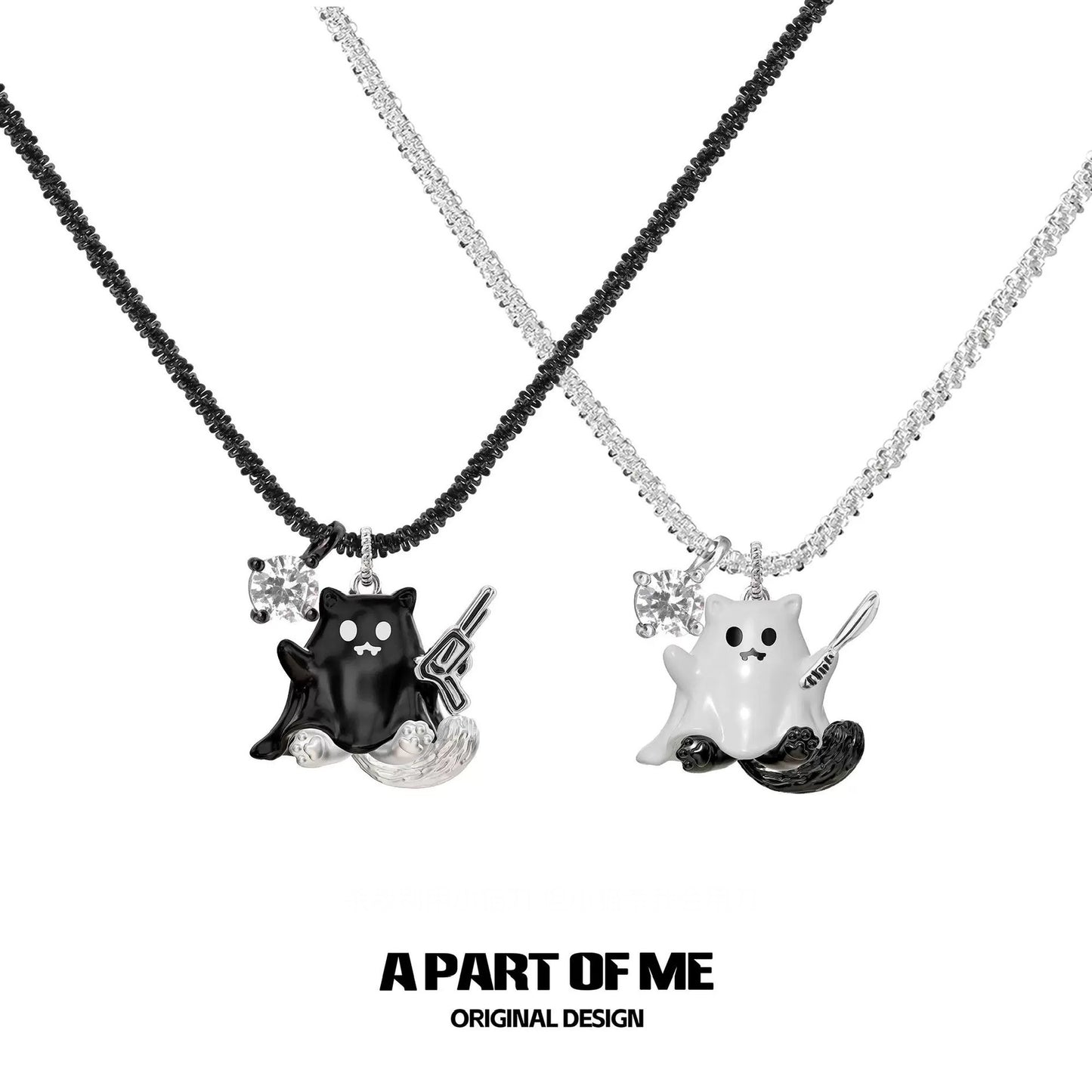 Ghost Kitten 18K Platinum Plating Pendant Necklace