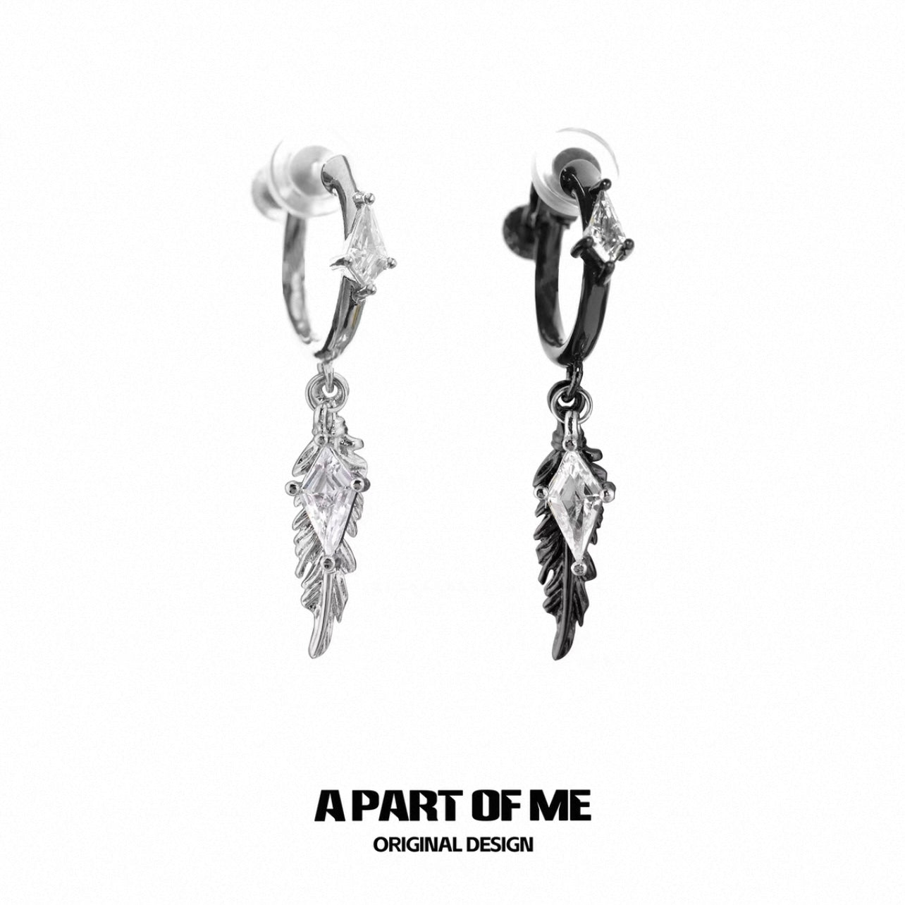 Dove & Crow 18K Platinum Plated Feather Huggies Earrings & Ear Clips