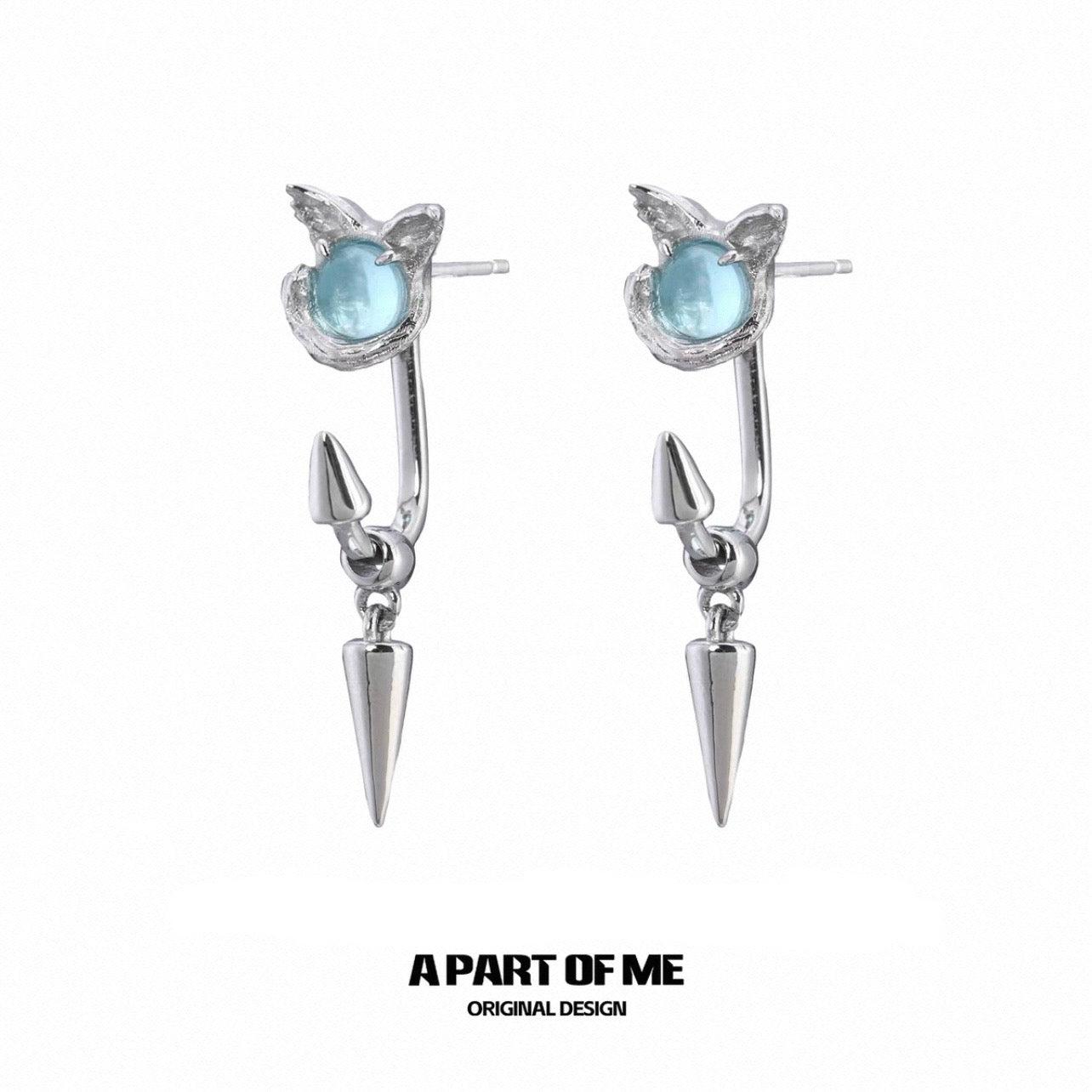 Evil Kitten 18K Black Gold Plating Detachable Earrings