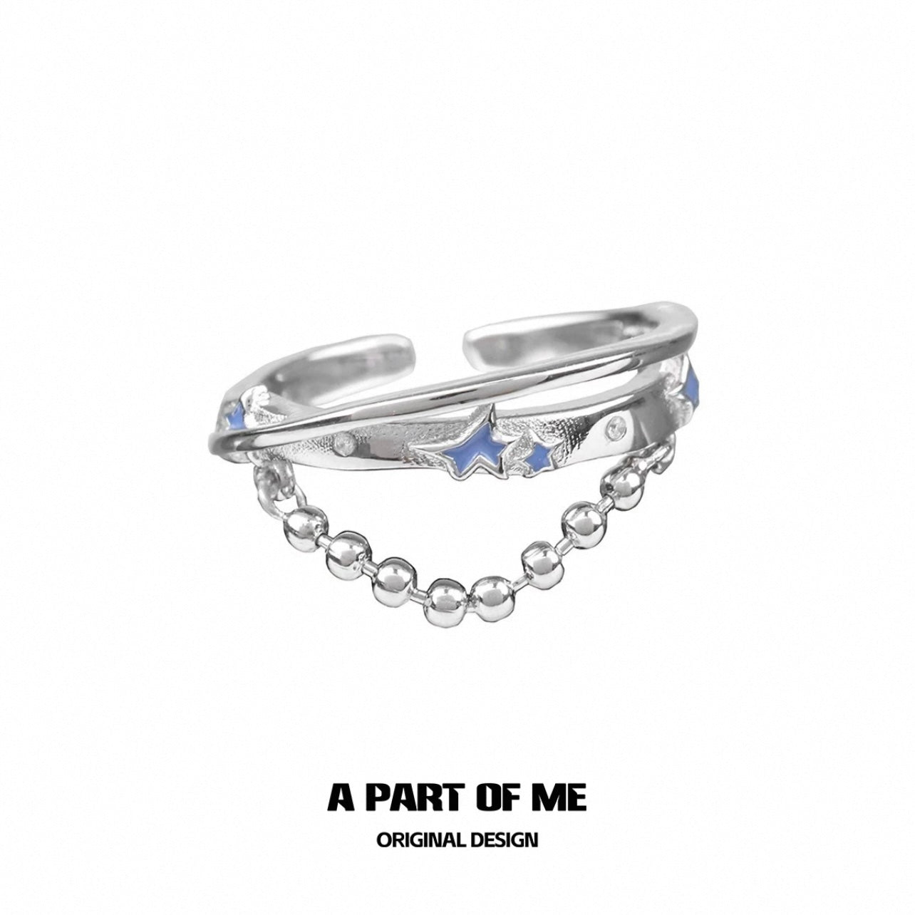 Blue Star S925 Sterling Silver Y2K Retro Rings