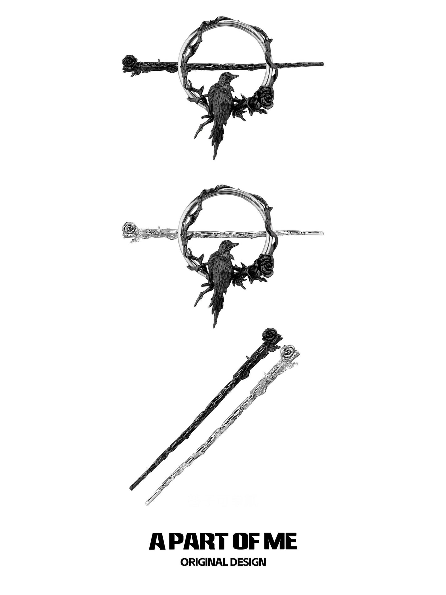 Crow 18K Black Gold Plating Hairpin
