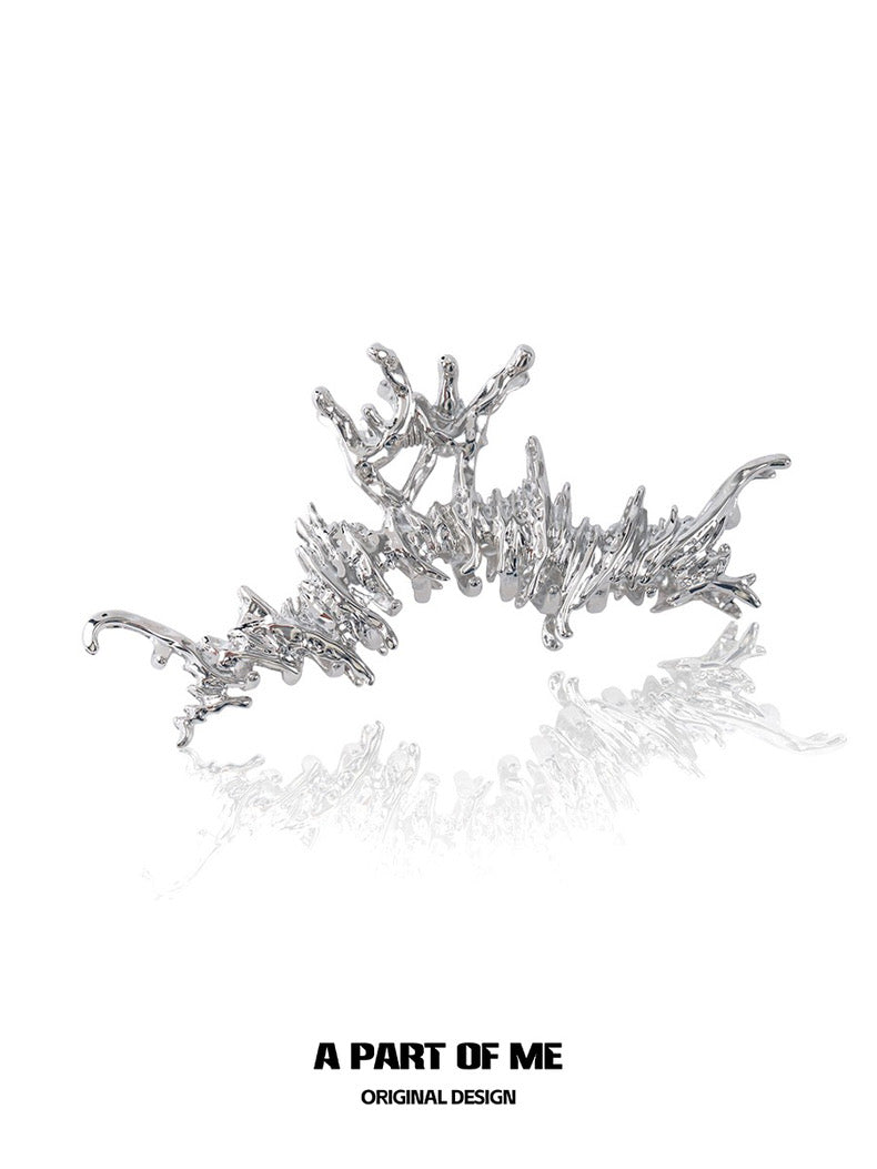 Aqua Fragments 18K Platinum Plating Fishbone Hair Clips