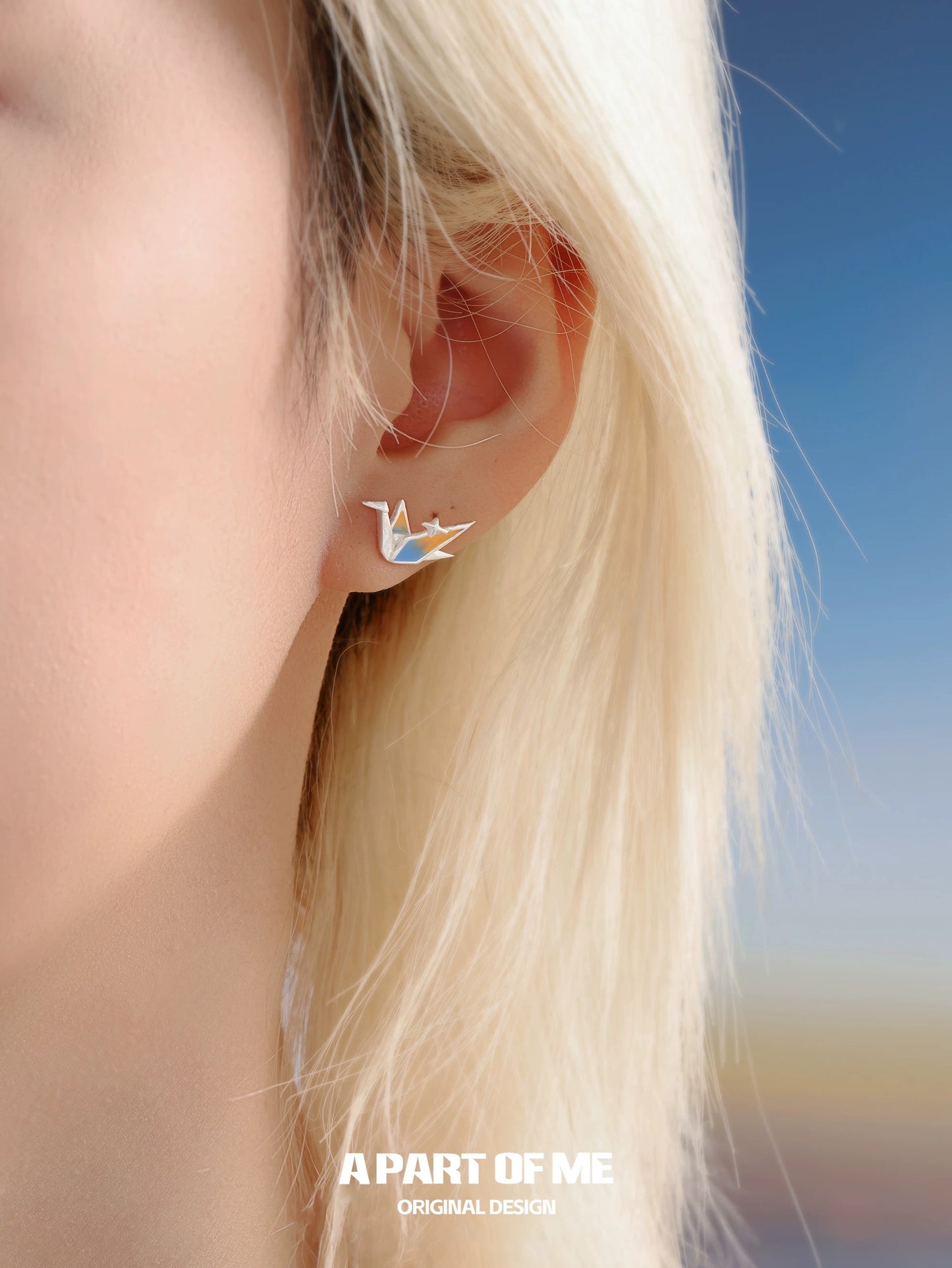 Paper Crane S925 Sterling Silver Stud Earrings