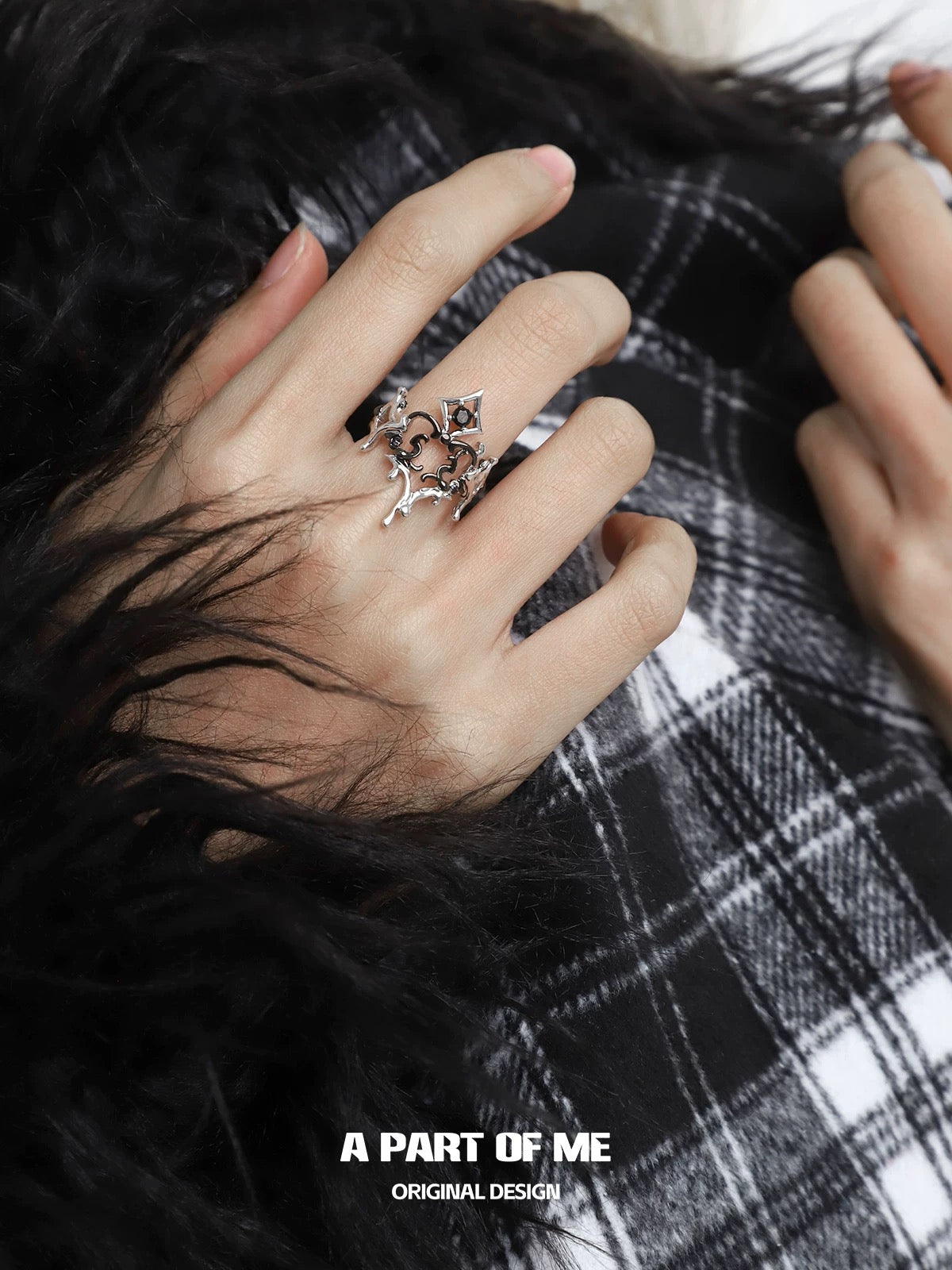 Retro Heart S925 Sterling Silver Adjustable Ring