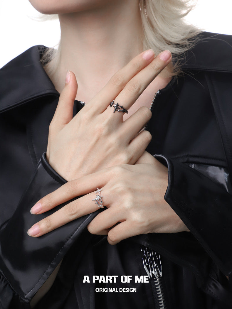 Fallen Star S925 Sterling Silver Couple Rings