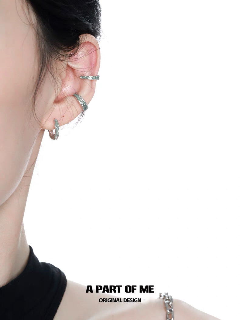 Mint Collection 18K Platinum Plating Earcuffs & Huggies Earrings