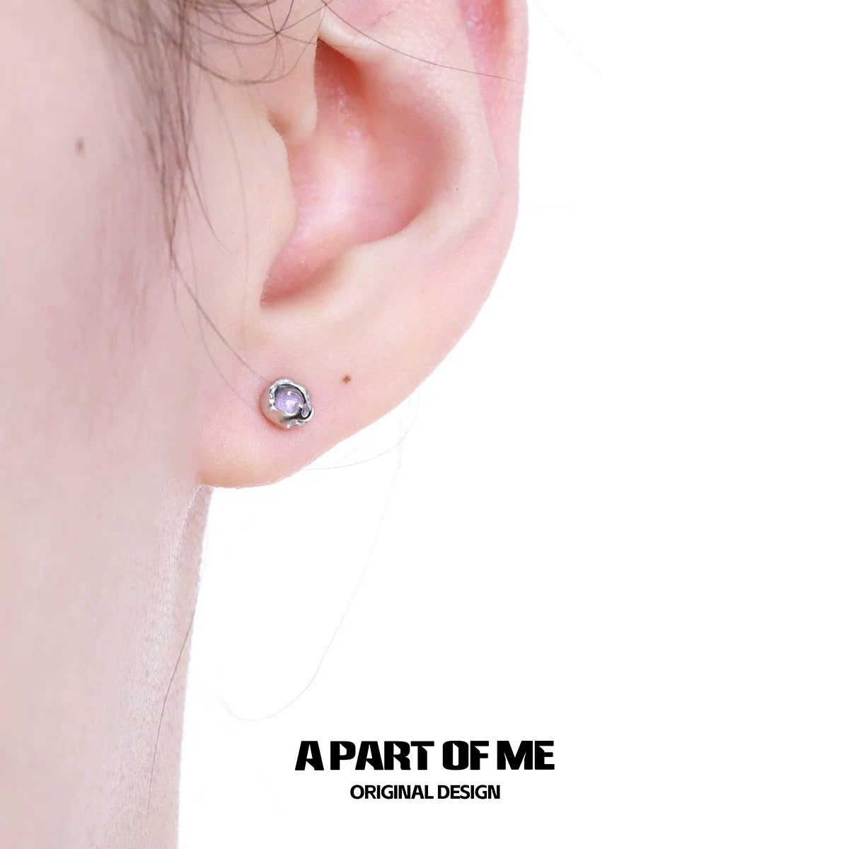 Mini Purple S925 Sterling Silver Stud Earrings