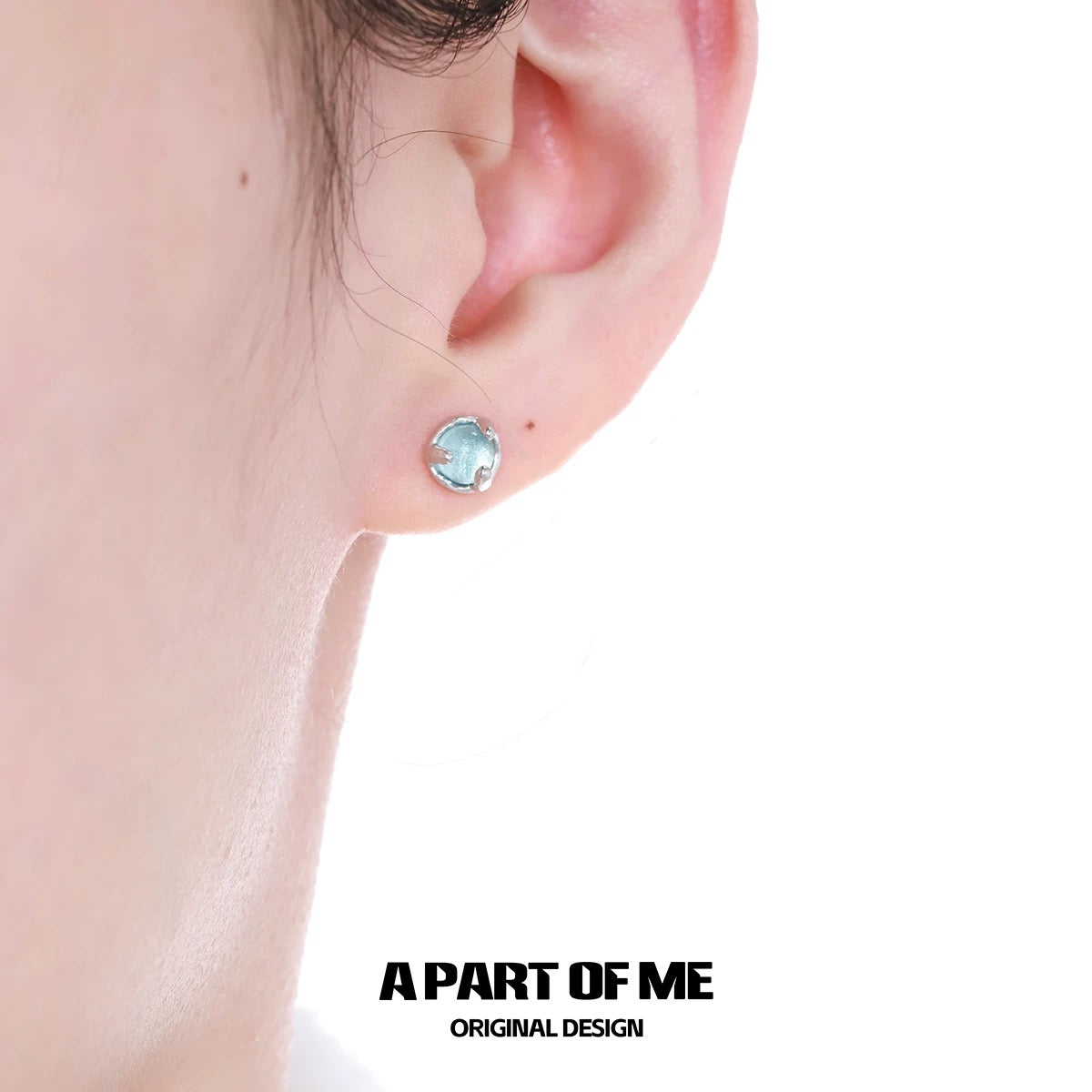 Blue Glass Beads S925 Sterling Silver Stud Earrings