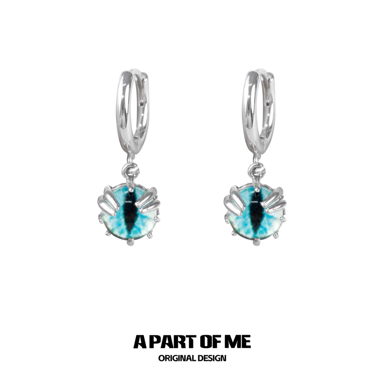 Ice Snake 18K Platinum Plating Snake Eye Huggies Earrings