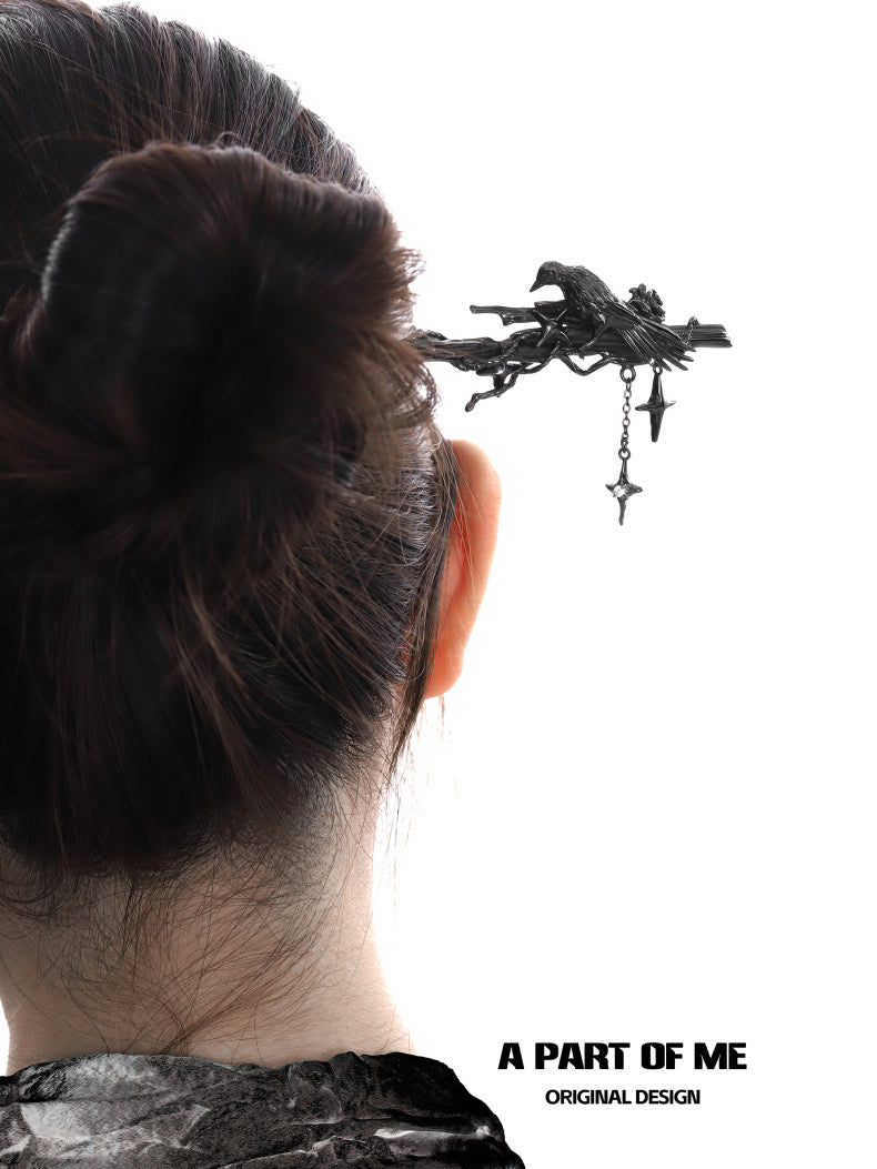 Crow Collection 18K Platinum Plating Black Crow Hairpins