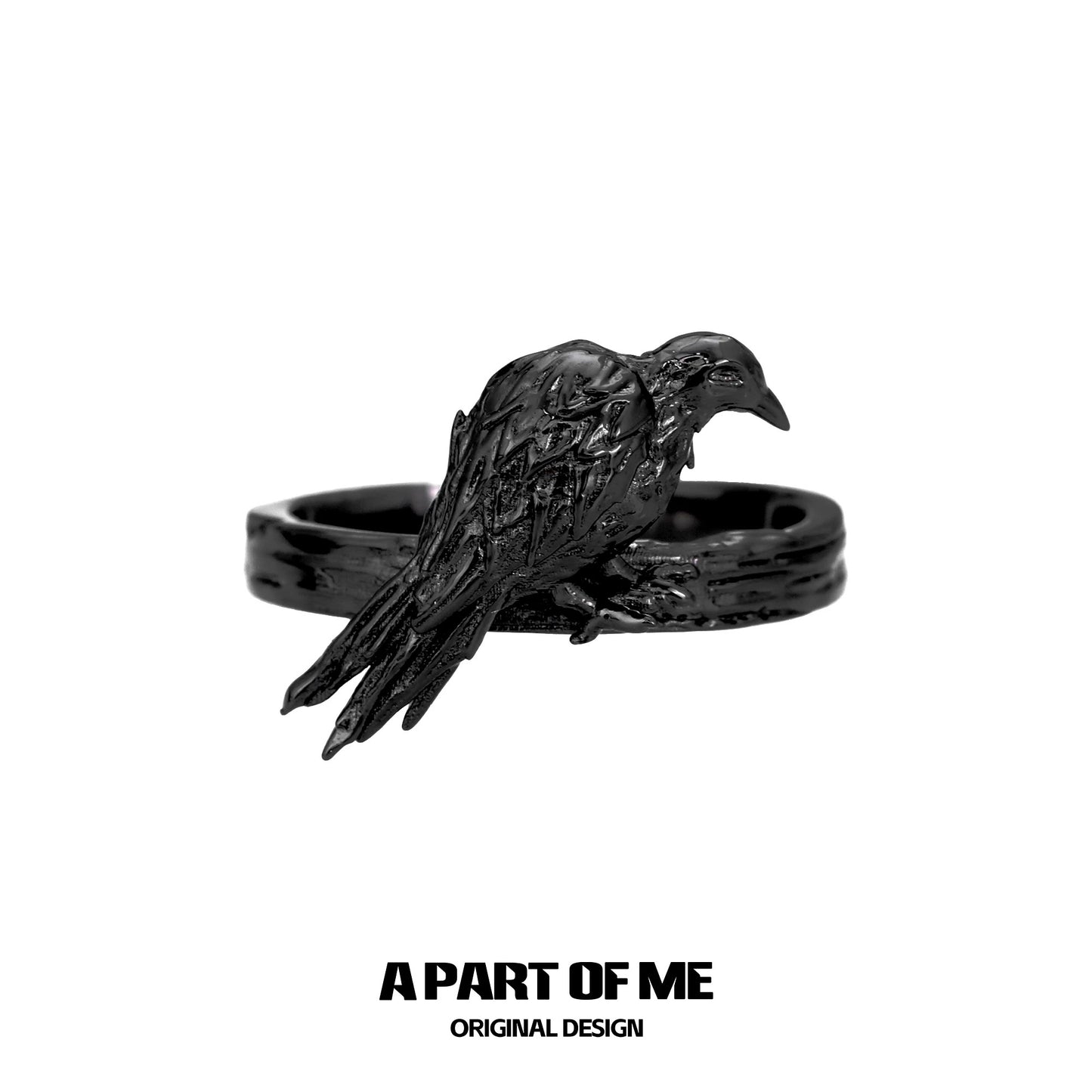 Crow Collection S925 Sterling Silver Black & Silver Rings