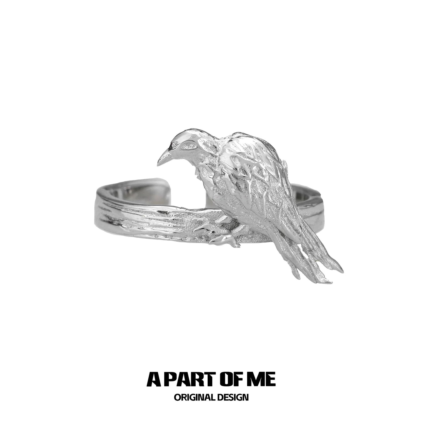 Crow Collection S925 Sterling Silver Black & Silver Rings