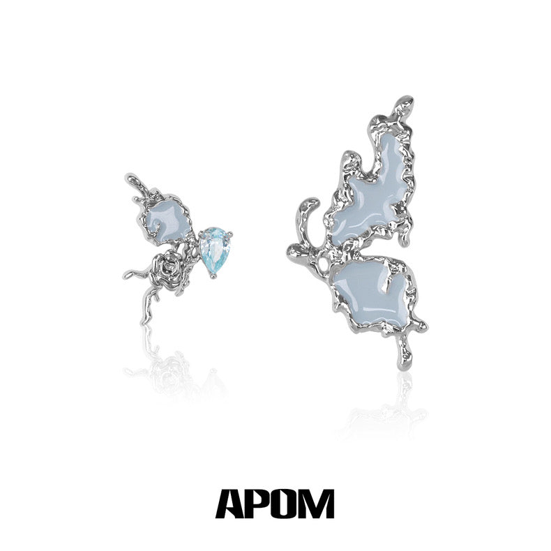 Mutate Butterfly 18K Platinum Plating Butterfly Zircon Earrings