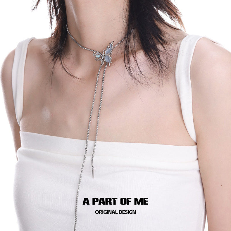 Mutate Butterfly 18K Platinum Plating Snake & Butterfly Lariat Necklace