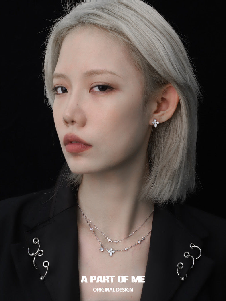 Stigmata S925 Sterling Silver Natural Shell Double Layered Necklace