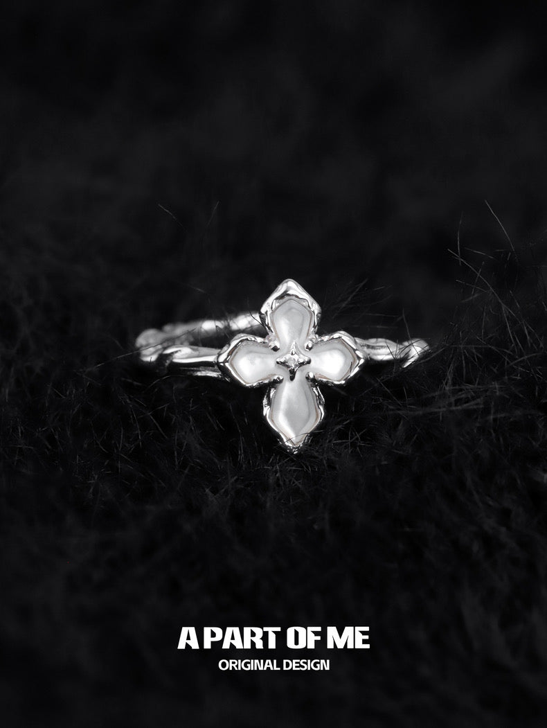 Stigmata S925 Sterling Silver Natural Shell Adjustable Ring