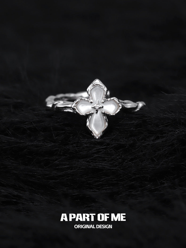 Stigmata S925 Sterling Silver Natural Shell Adjustable Ring
