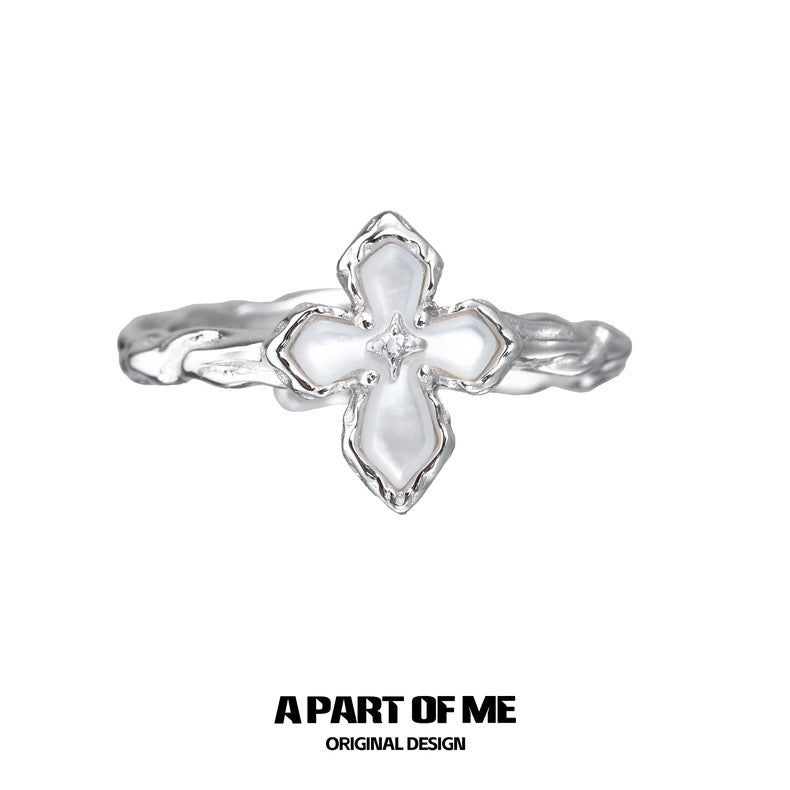 Stigmata S925 Sterling Silver Natural Shell Adjustable Ring