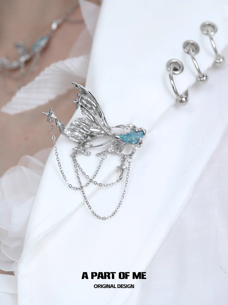 Mermaid Tale 18K Platinum Plating Brooch