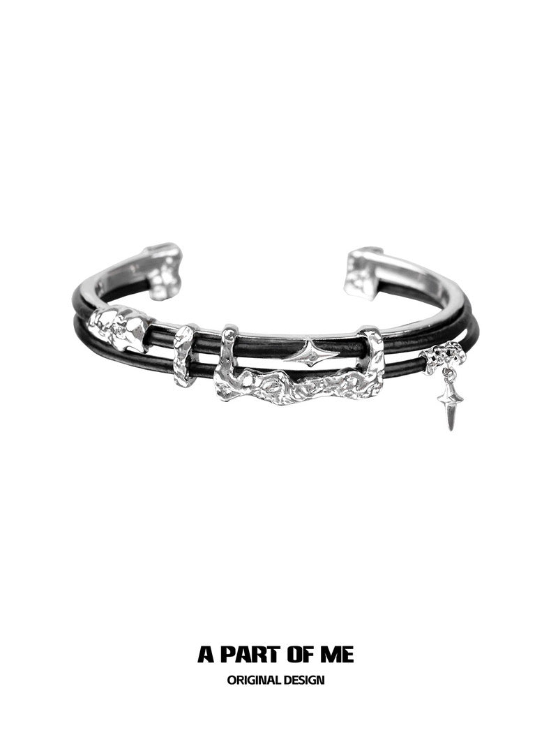 Dark Matter 18K Platinum Plating Double-Layer Leather Bangle