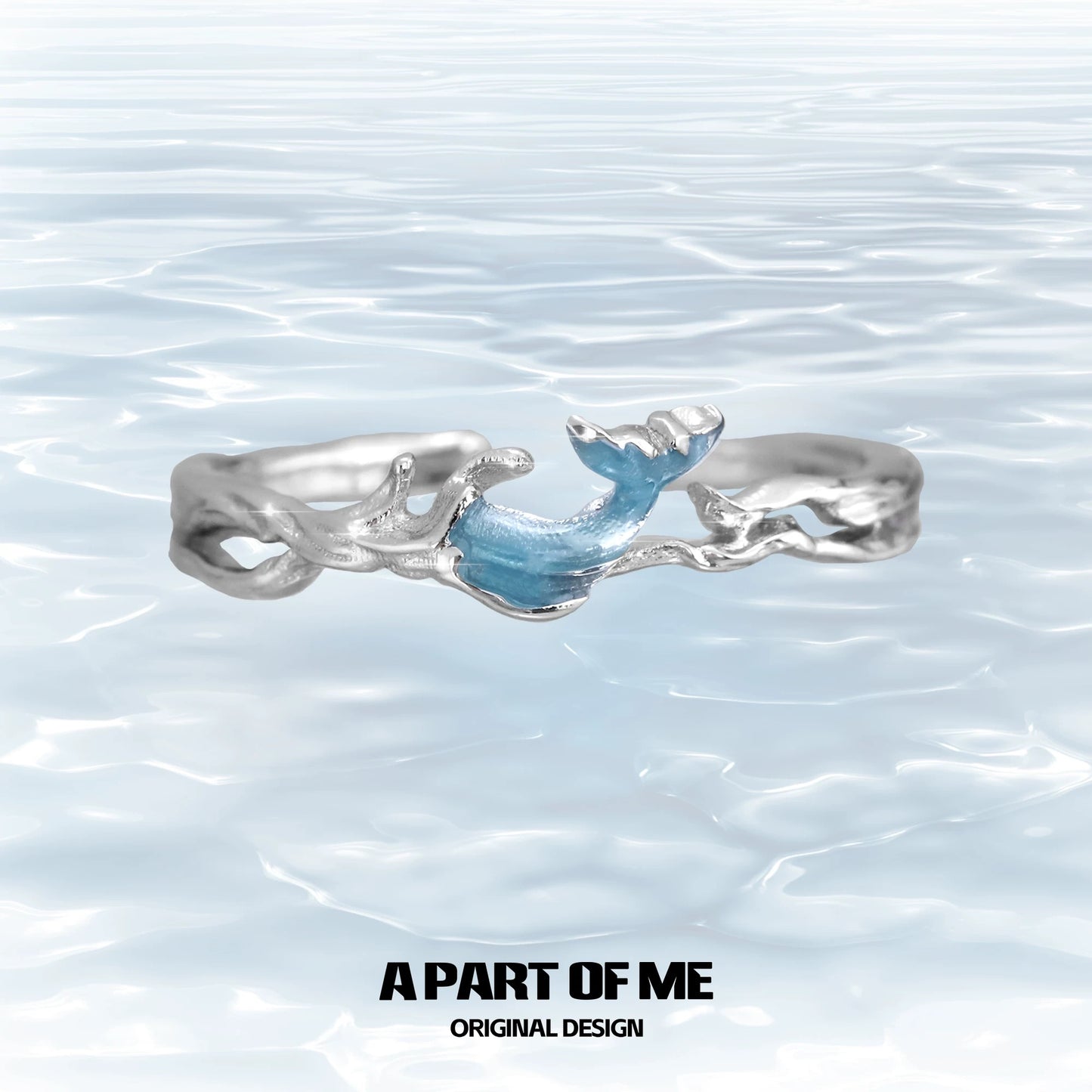 Mermaid Tale S925 Sterling Silver Basic Resizable Couple Rings
