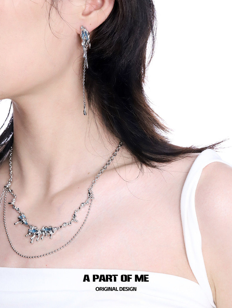 Melting Ice 18K Platinum Plating Double Layers Tassel Necklace