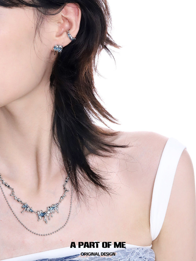 Melting Ice 18K Platinum Plating Double Layers Tassel Necklace