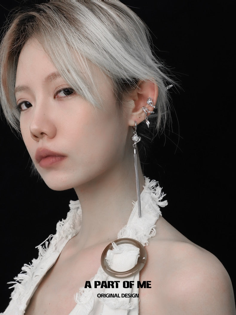 バタフライシルエット 18K プラチナメッキ 天然シェル 取り外し可能なタッセルヘアピン