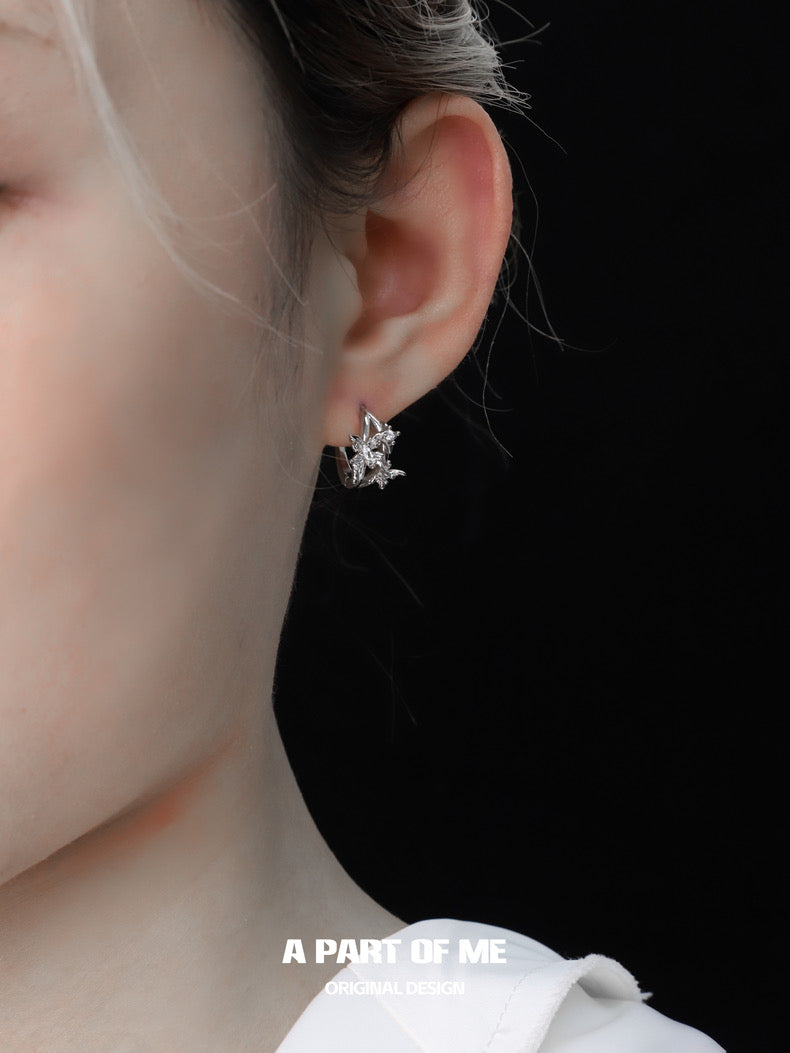 Butterfly Silhouette 18K Platinum Plating Zircon Stone Butterfly Earrings