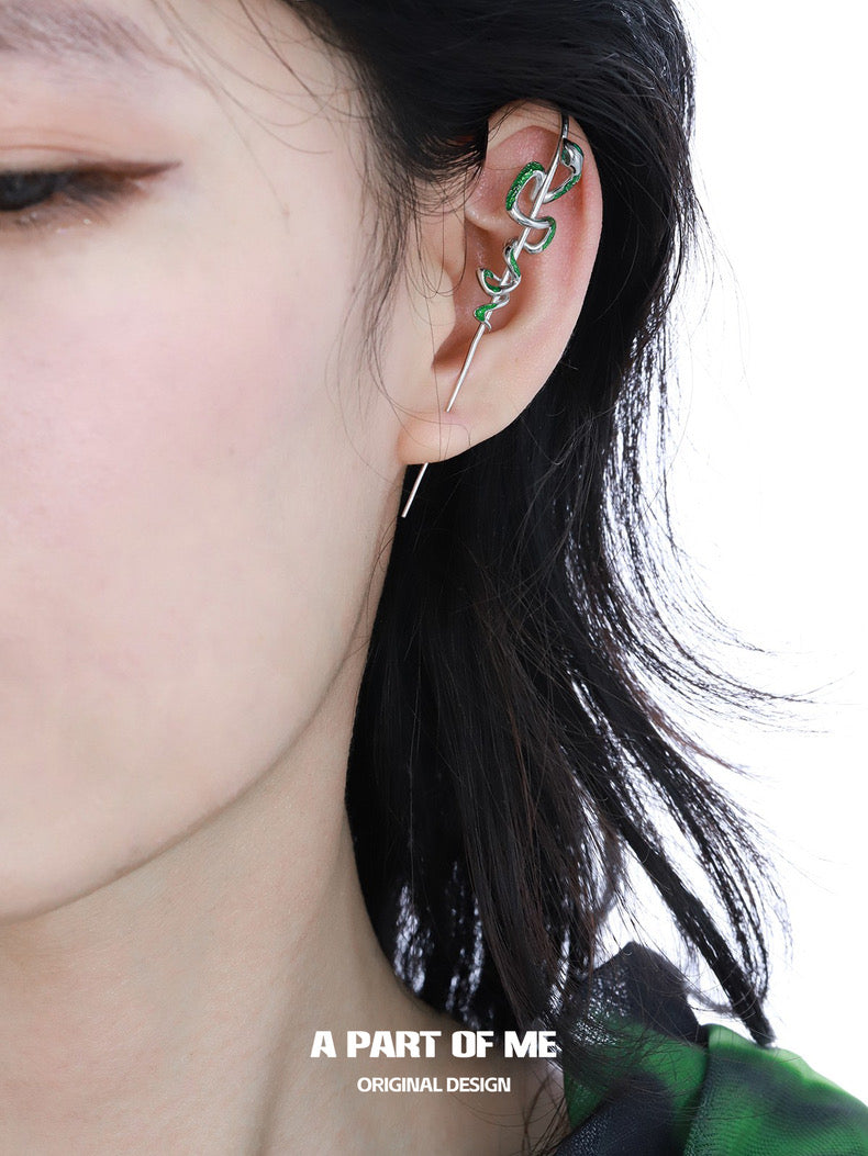 Slytherin Collection 18K Platinum Plating Snake Needle Earring
