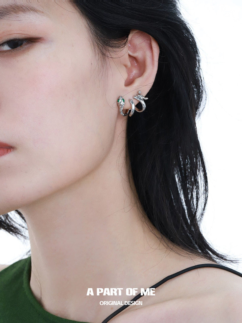Slytherin Collection 18K Platinum Plating Twisted Snake Earrings
