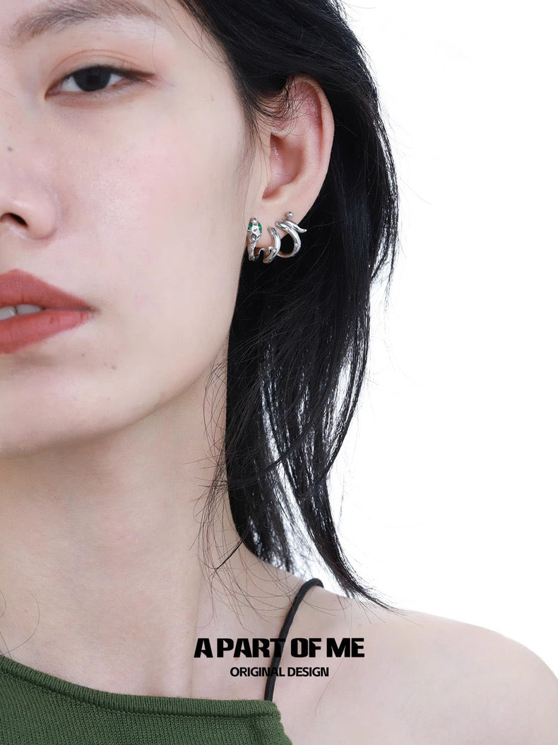 Slytherin Collection 18K Platinum Plating Twisted Snake Earrings