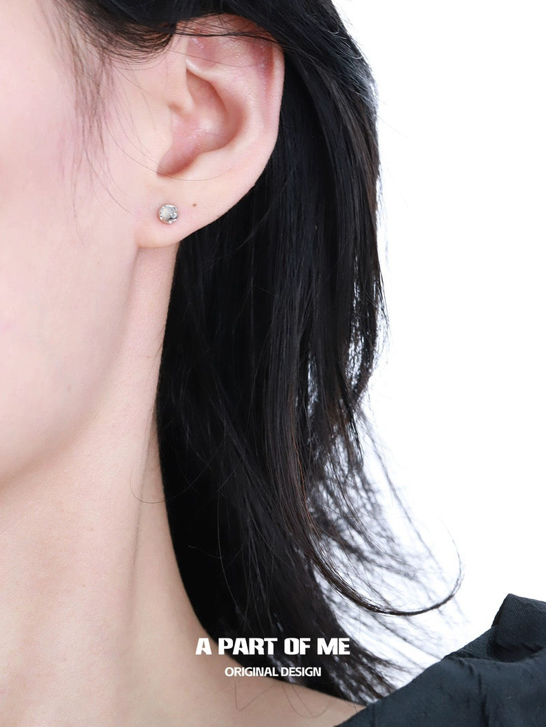 Mini White Agate S925 Sterling Silver Stud Earrings