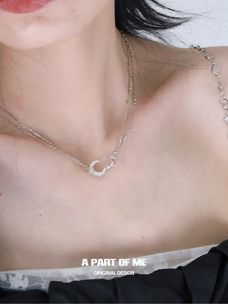 Moonlight S925 Sterling Silver Nature Shell Moon Necklace