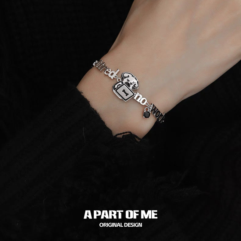Burnout Puppy 18K Platinum Plating Slider Bracelet
