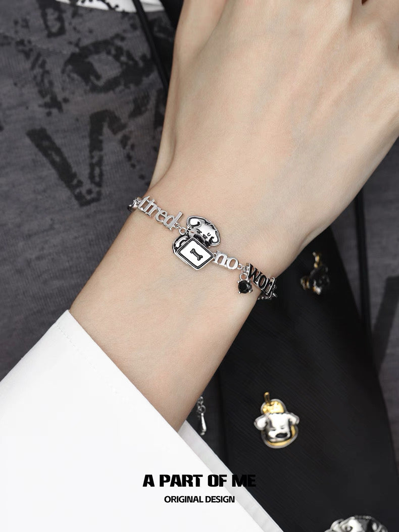 Burnout Puppy 18K Platinum Plating Slider Bracelet