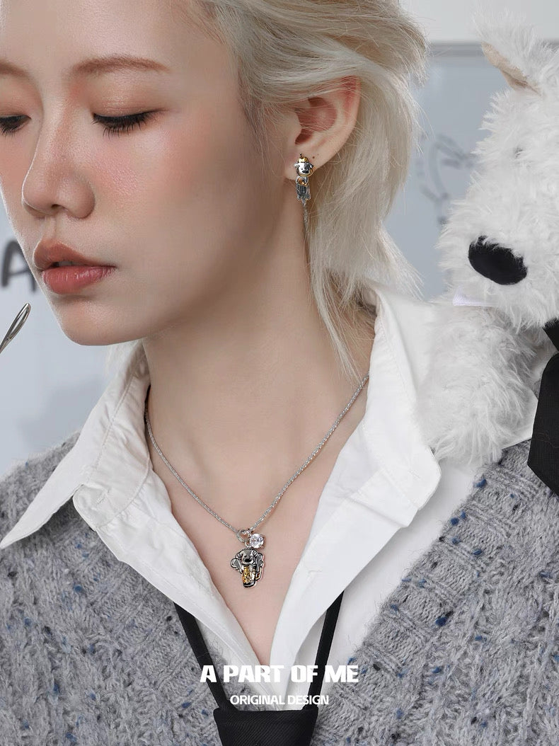 Burnout Puppy 18K Platinum Plating Pendant Necklace