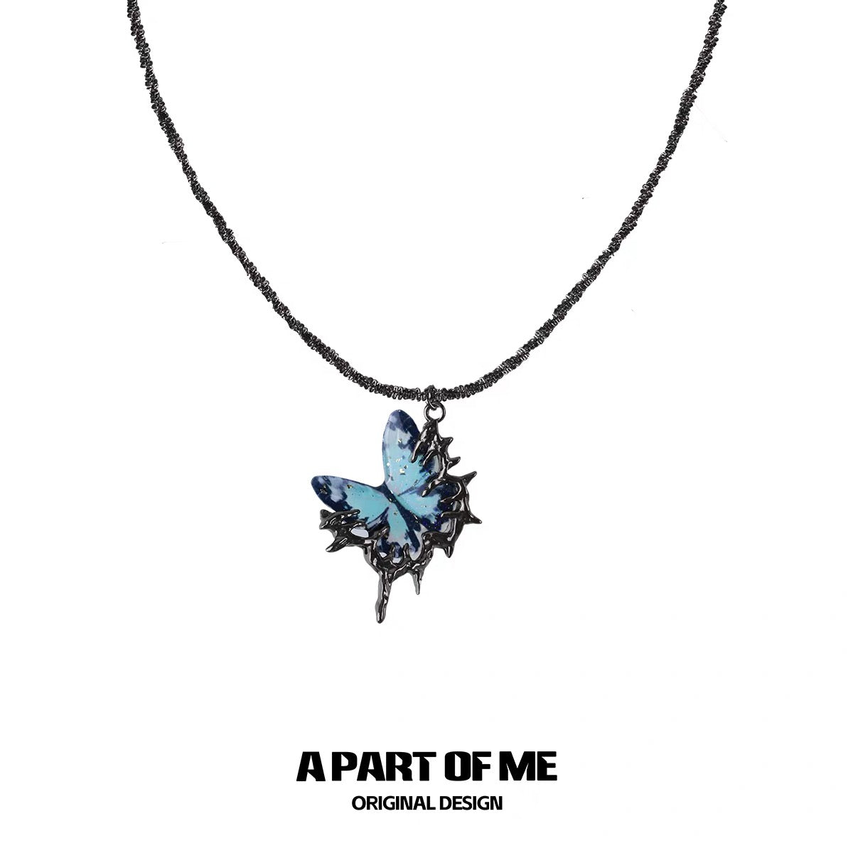 Multi Layer Dark Cross Leather Choker & Butterfly Pendant Necklace