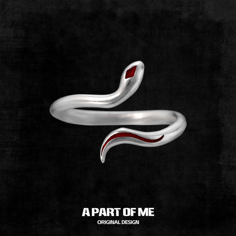 Red Snake S925 Sterling Silver Snake Rings