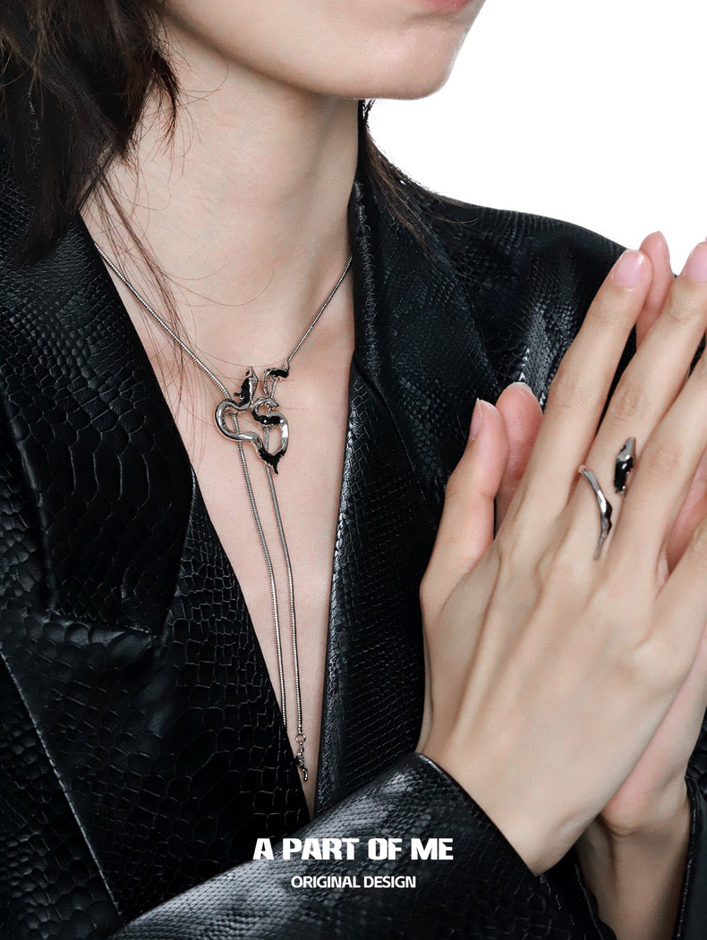 Ice Snake 18K Platinum Plating Snake Lariat Necklace