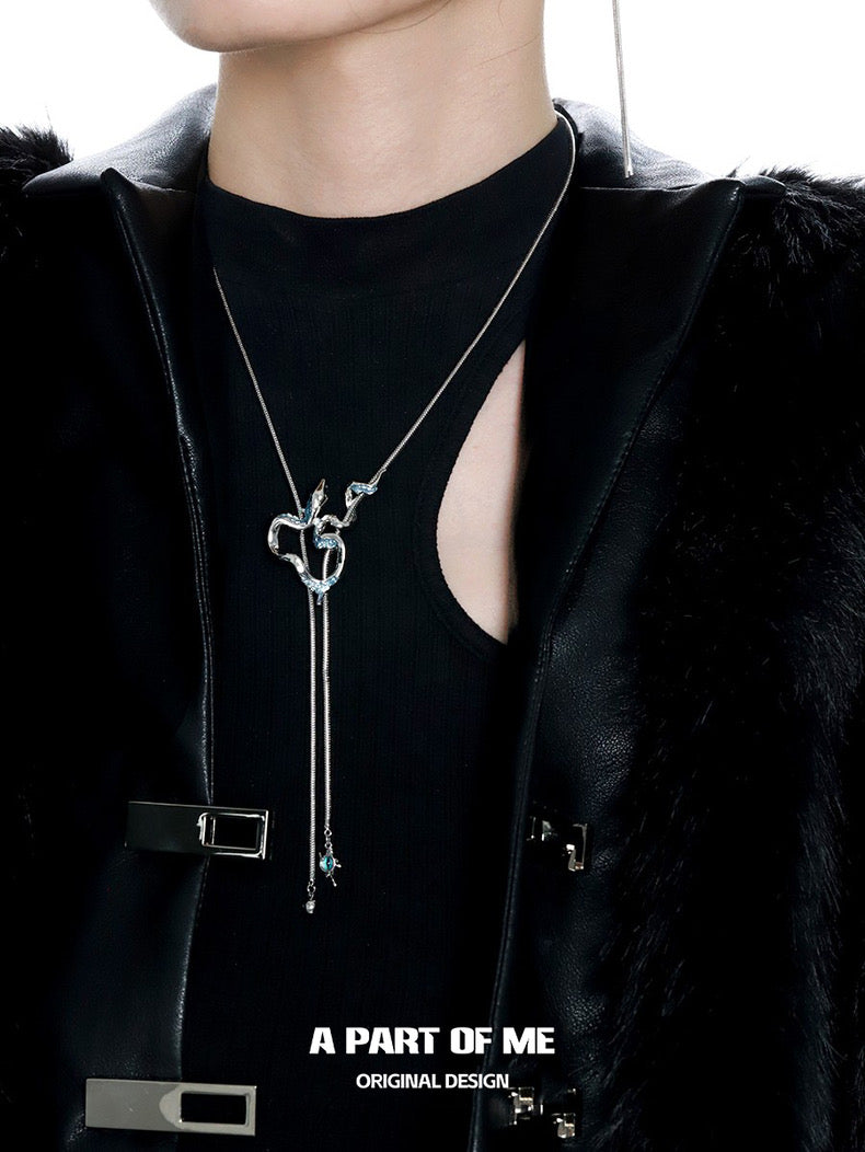 Ice Snake 18K Platinum Plating Snake Lariat Necklace