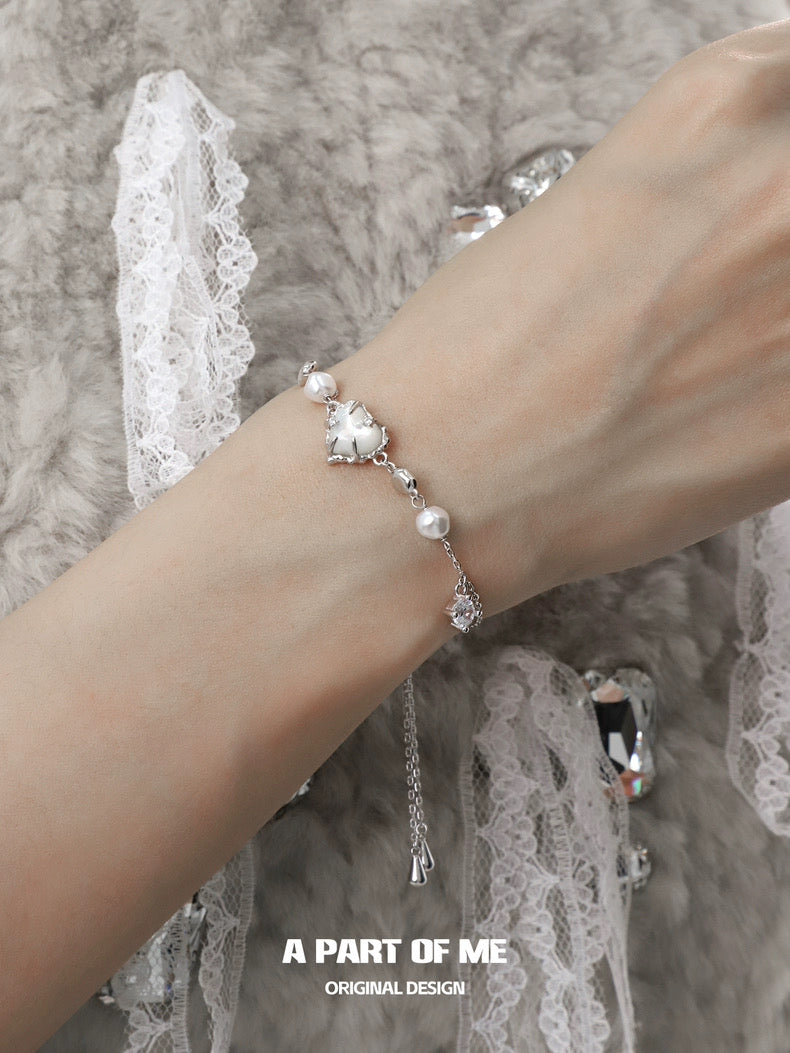 Heart of The Sea S925 Sterling Silver Natural Shell Slider Bracelet