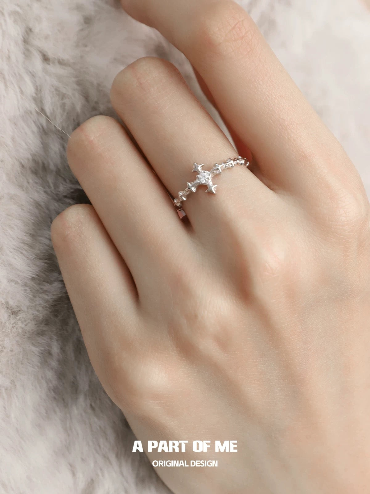 Fishbone S925 Sterling Silver Adjustable Mini Ring