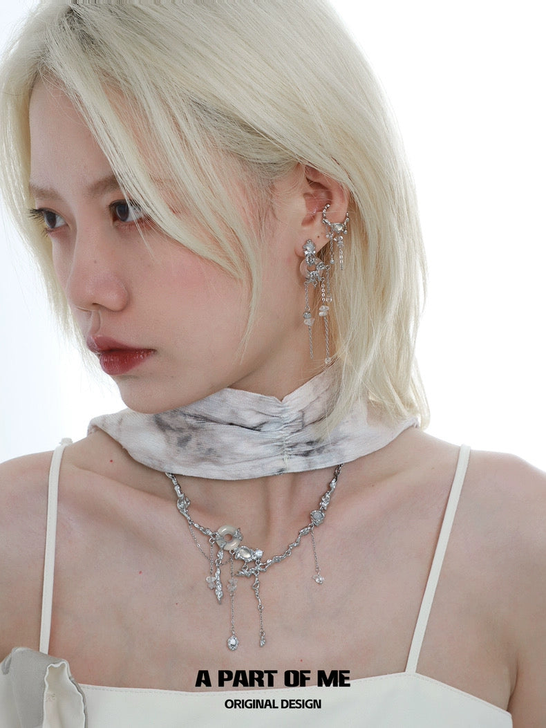 Wind Chime 18K Platinum Plating Natural Chalcedony Stone Necklace