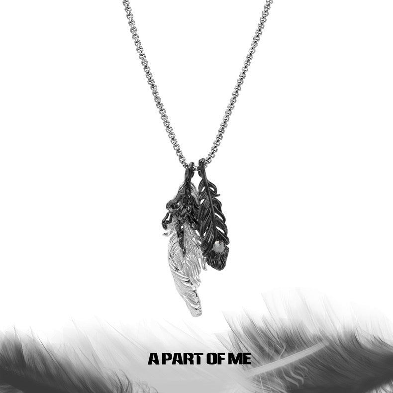 Dove & Crow 18K Platinum Plated Detachable Feather Pendant Necklace