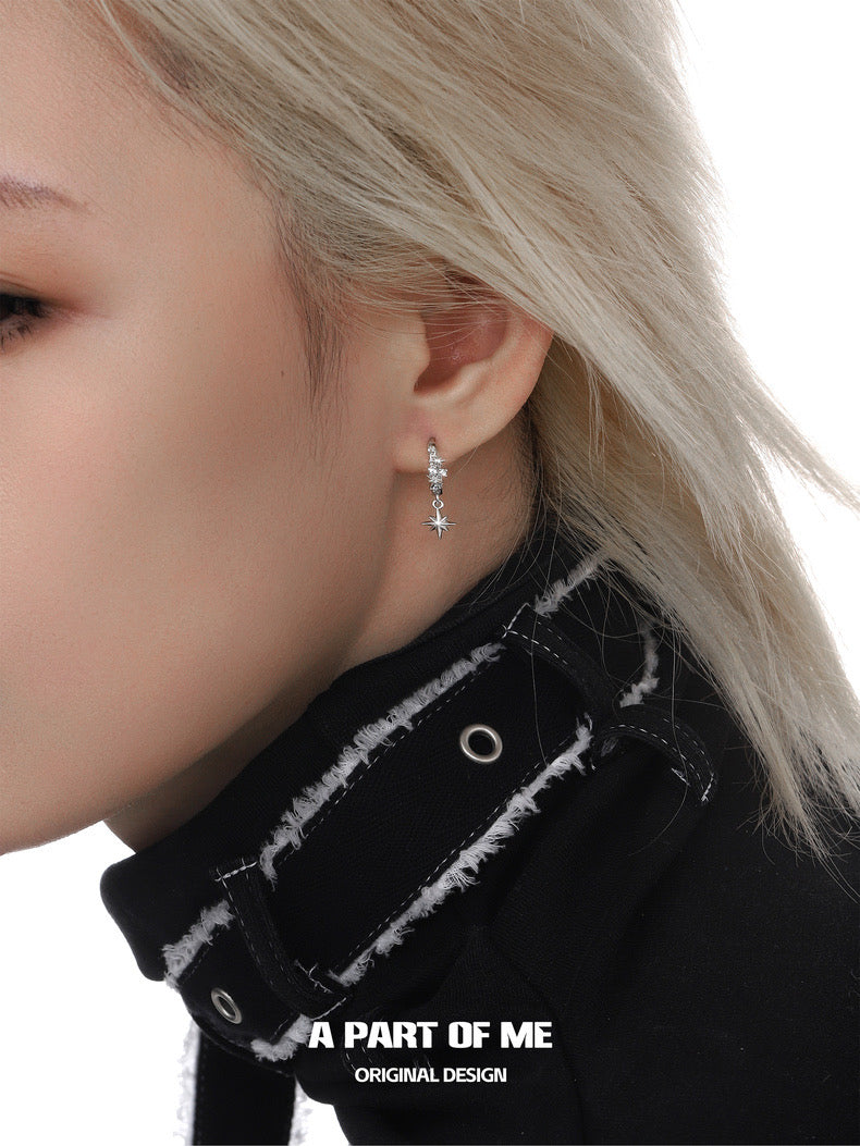 Snowflakes S925 Sterling Silver Holiday Season Huggies Earrings